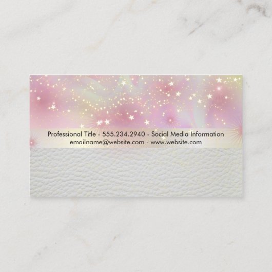 Stardust Bokeh Glow | Leder Visitekaartje (Achterkant)