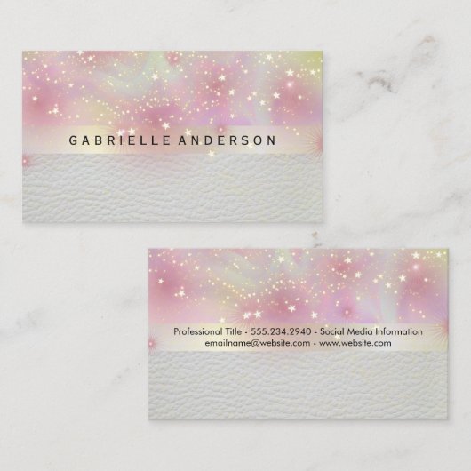 Stardust Bokeh Glow | Leder Visitekaartje (Voorkant / Achterkant)