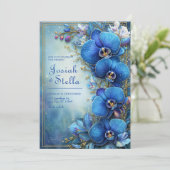 Stardust Cobalt Vergulde Orchidee Botanische Bruil Kaart (Staand voorkant)