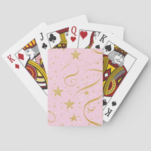 Stardust Deck – Roze & Gouden Ster Speelkaarten (Achterkant)