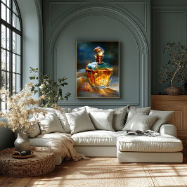 Stardust Elixir – Kosmisch licht in een parfumfles Canvas Afdruk