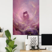 Stardust Embrace – Romantisch kosmisch ontwerp Poster (Thuiskantoor)