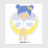 Stardust Fairy, boordevol op de maan, stutvlies Sticker (Vel)