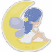 Stardust Fairy, luchtbelletje, vliegend op de maan Sticker (Voorkant)