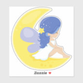 Stardust Fairy, luchtbelletje, vliegend op de maan Sticker (Vel)