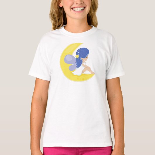Stardust Fairy, luchtbelletje, vliegend op de maan T-shirt (Voorkant)