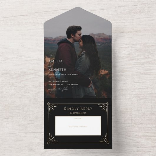 Stardust foto bruiloft uitnodigingen (Binnen)