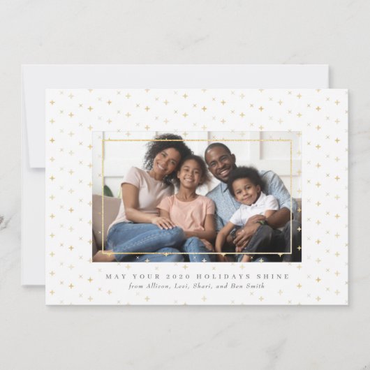 Stardust Gold Foil Foto Vakantie Kaart (Voorkant)
