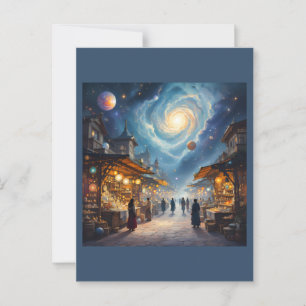 Stardust Marktplaats genesteld in een wervelende n Briefkaart