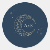 Stardust Monogram Bruiloft Ronde Sticker (Voorkant)