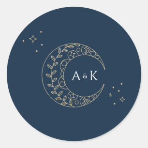 Stardust Monogram Bruiloft Ronde Sticker