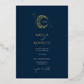 Stardust Monogram Gouden Folie Bruiloft Uitnodigin Folie Uitnodiging (Voorkant)