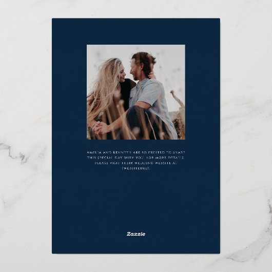 Stardust Monogram Gouden Folie Bruiloft Uitnodigin Folie Uitnodiging (Achterkant)