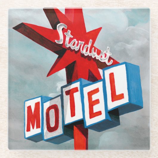 Stardust Motel Sign Glazen Onderzetter (Voorkant)