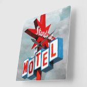 Stardust Motel Sign Vierkante Klok (Hoek)