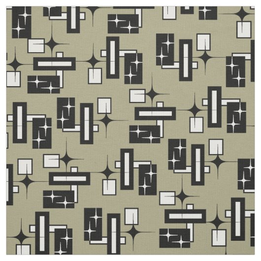 Stardust Retro Geometric Black en White Stof (Swatch)