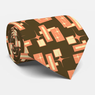 Stardust Retro Geometric Brown tweezijdig Stropdas