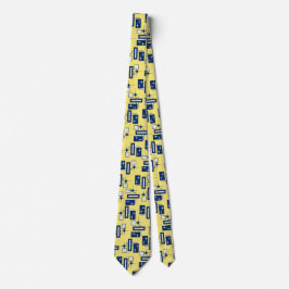 Stardust Retro Geometric Yellow Tweezijdig Stropdas