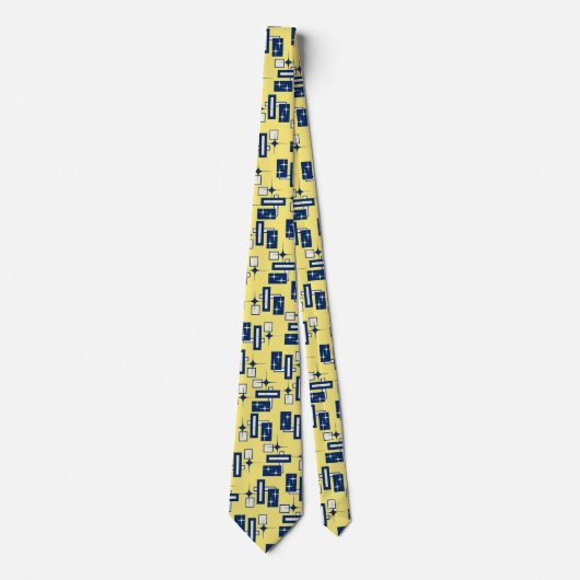 Stardust Retro Geometric Yellow Tweezijdig Stropdas (Voorkant)