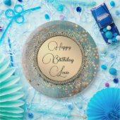 Stardust van glitterij op blauw Blauwgroen papier  Papieren Bordje (Feest)