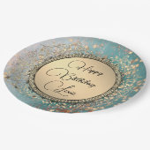 Stardust van glitterij op blauw Blauwgroen papier  Papieren Bordje (Gekanteld)