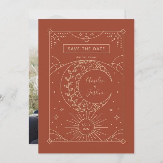 Stardust Wedding Photo Save the Date (Voorkant / Achterkant)