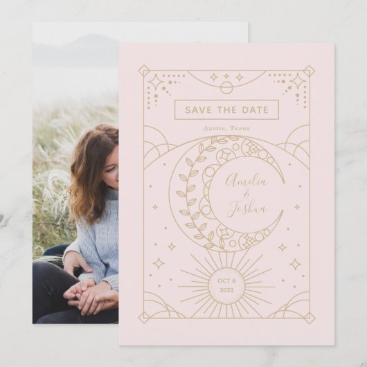 Stardust Wedding Photo Save the Date (Voorkant / Achterkant)