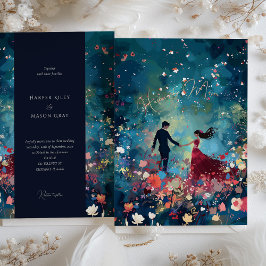Stardust Whisper - Bourgogne & Marine Bloemen brui Kaart