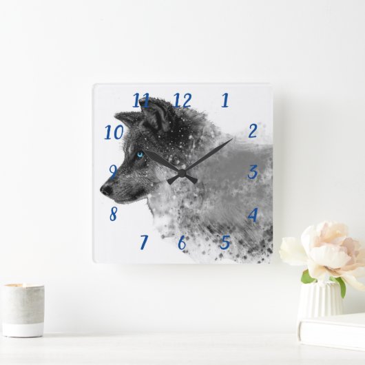 Stardust Wolf Clock Vierkante Klok (Huis)