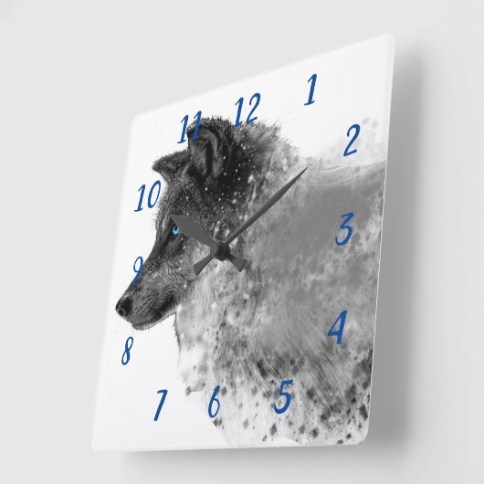 Stardust Wolf Clock Vierkante Klok (Hoek)