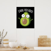 Stare-vocado Funny Avocado Pun Dark BG Poster (Keuken)
