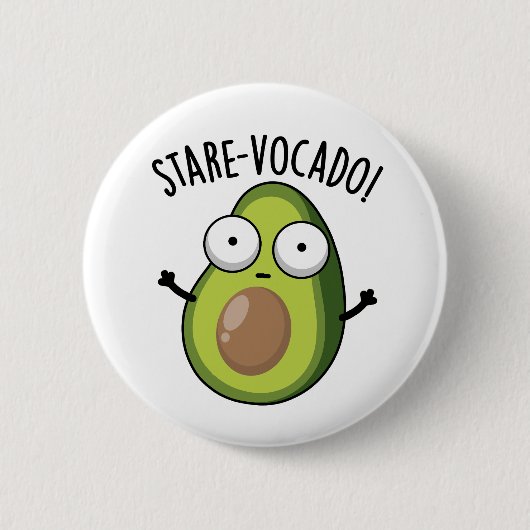 Stare-vocado Funny Avocado Pun Ronde Button 5,7 Cm (Voorkant)