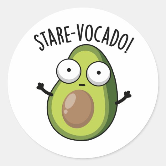 Stare-vocado Funny Avocado Pun Ronde Sticker (Voorkant)