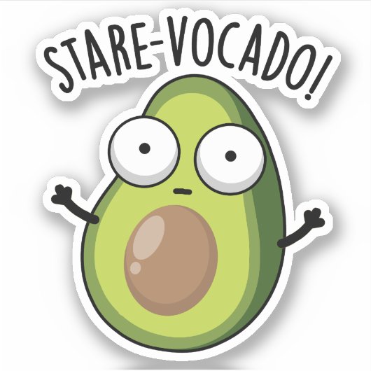 Stare-vocado Funny Avocado Pun Sticker (Voorkant)