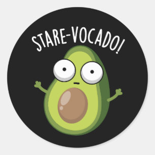 Stare-vocado Grappige Avocado Puns Donker BG Ronde Sticker