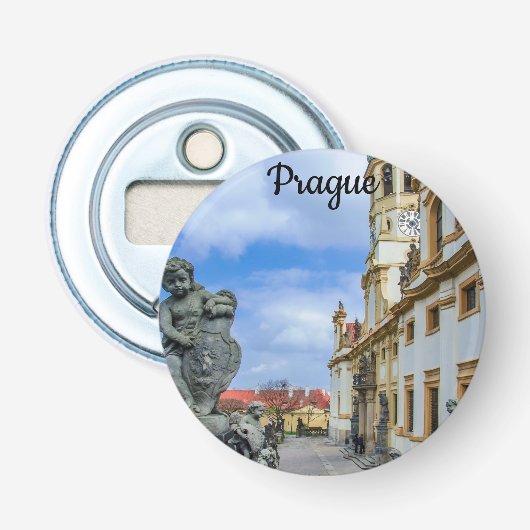 Staren met stenen engelen in de Loreto Prague-kerk Button Flesopener (Voorkant)