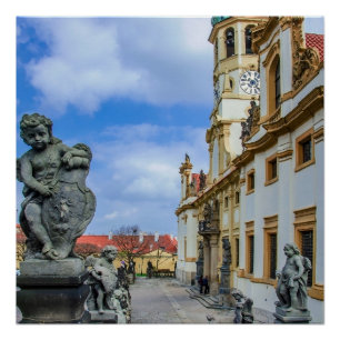 Staren met stenen engelen in de Loreto Prague-kerk Perfect Poster
