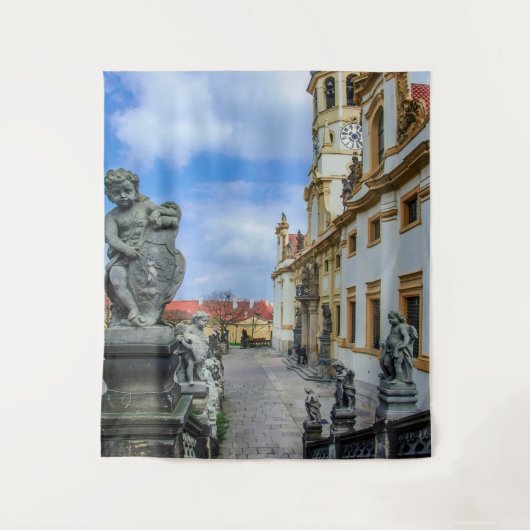 Staren met stenen engelen in de Loreto Prague-kerk Wandkleed (Voorkant)