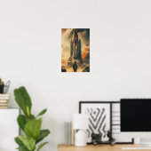 Staren naar Giant Spaceship Poster Print (Thuiskantoor)
