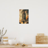 Staren naar Giant Spaceship Poster Print (Keuken)