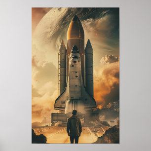 Staren naar Giant Spaceship Poster Print