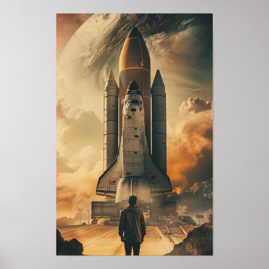 Staren naar Giant Spaceship Poster Print (Voorkant)