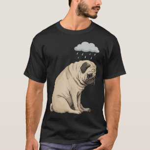 Starend in de leegte verdrietige Pug kunst T-shirt