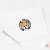 Starende Tijger Gezicht, Tijger Ronde Sticker (Envelop)