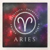 Starfield Aries Western Zodiac Glazen Onderzetter (Voorkant)