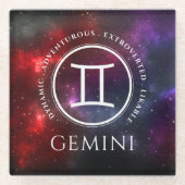 Starfield Gemini Twins Westerne Zodiac Glazen Onderzetter (Voorkant)