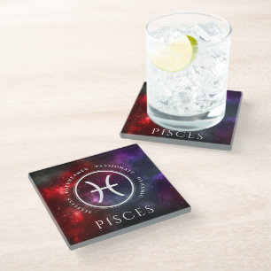Starfield Pisces Fish Western Zodiac Glazen Onderzetter