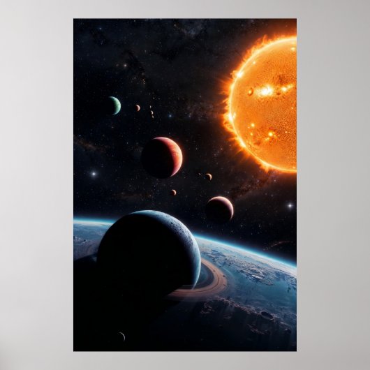 Starfire Horizon – Planetary Alignment Over a Ring Poster (Voorkant)