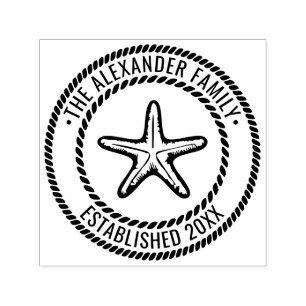 Starfish #2 Familienaam Datum Estd Rope Lijst Zelfinktende Stempel