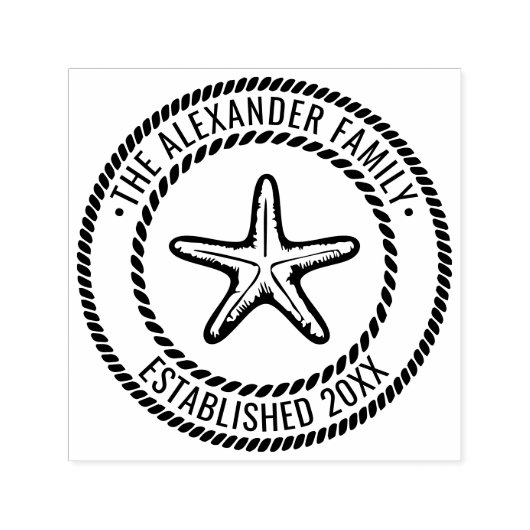 Starfish #2 Familienaam Datum Estd Rope Lijst Zelfinktende Stempel (Design)